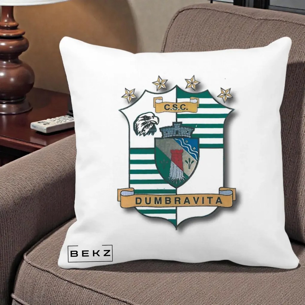 Perna Personalizata CSC Dumbravita Fotbal, 40x40 cm, Alba Mata, Husa Detasabila, Perna Inclusa, BEKZ®
