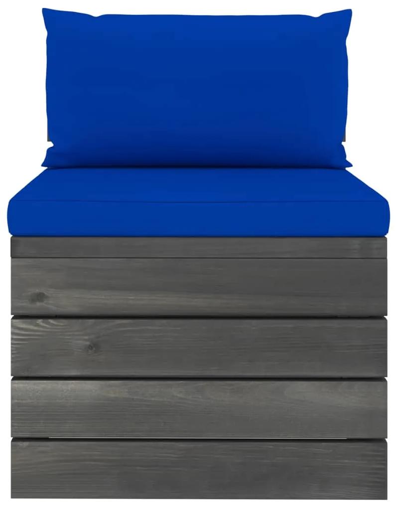 Set mobilier gradina paleti cu perne 4 piese lemn masiv pin Albastru, 4