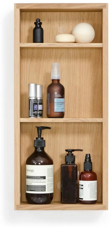 Raft de baie montat pe perete din lemn de stejar Wireworks Slimline