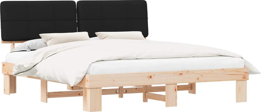 vidaXL Cadru de pat cu tăblie tapițată cu headboard Negru 180 x 200 cm