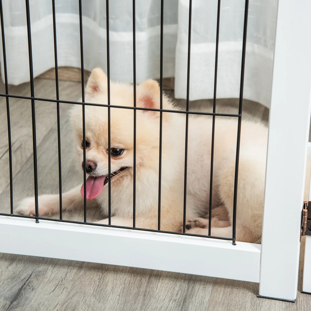 PawHut Barieră de Siguranță pentru Câini Pliabilă 264x77 cm din 4 Panouri cu Picioare și Ramă din Lemn pentru Uși Scări | Aosom Romania