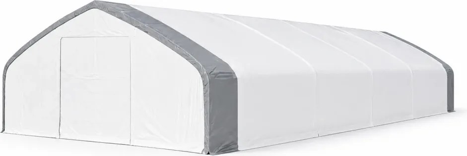 Cort profesional industrial de depozitare, tip casa, 18.3x30.5x7.625 m, Alb/Gri,