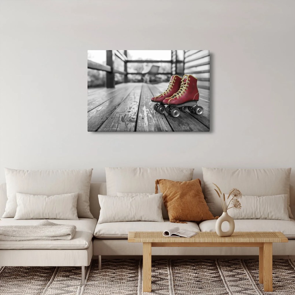 Tablou cu pantofi cu role vechi roșii (90x60 cm)