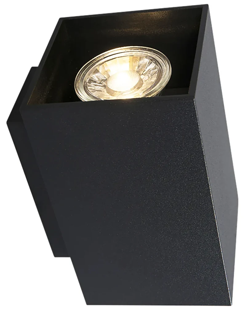 Set de 2 aplice moderne negre pătrate cu 2 lumini - Sandy
