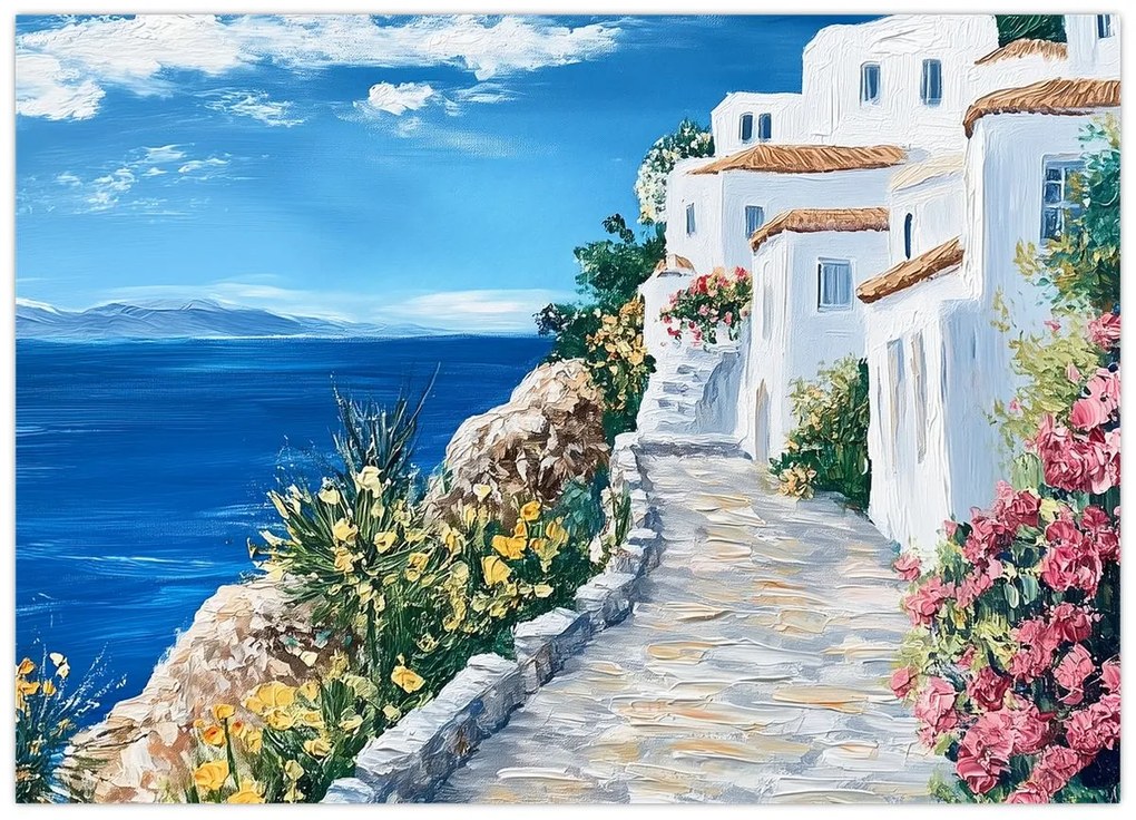 Tablou pe sticlă - Alee lângă mare (70x50 cm)