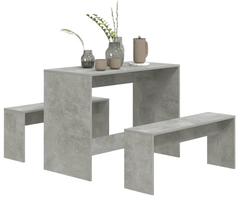 Set mobilier de bucatarie, 3 piese, gri beton, PAL Gri beton, 1