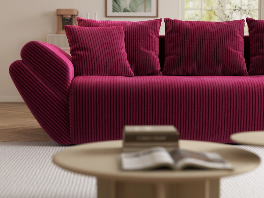 Canapea extensibilă dumonde cu ladă de depozitare si sezut confortabil din spuma high-density, Berlin Zoom Red 250x100 cm