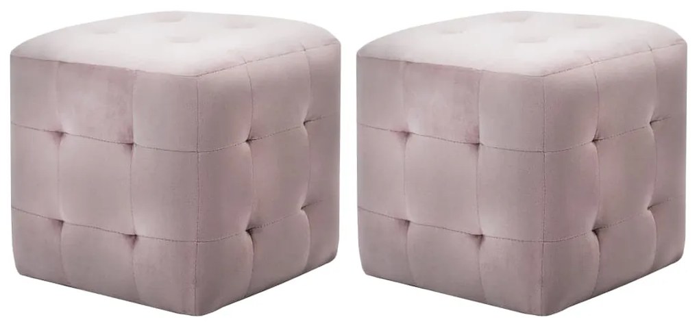 vidaXL Noptiere, 2 buc., roz, 30 x 30 x 30 cm, țesătură din catifea