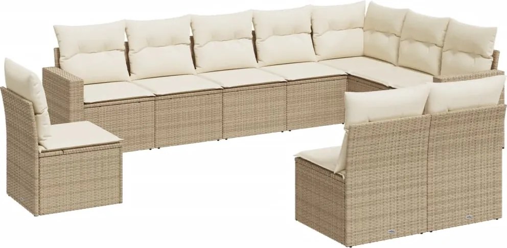 vidaXL Set canapele de grădină cu perne, 10 piese, bej, poliratan