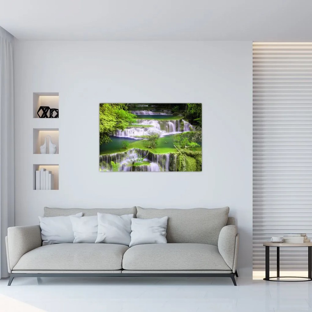 Tablou - Cascada Huay Mae Khamin, Kanchanaburi, Thailanda (90x60 cm)