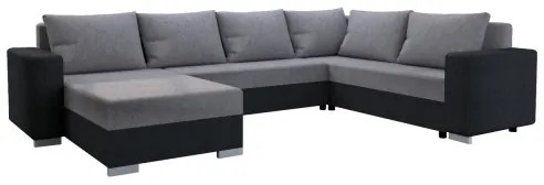 Canapea extensibilă în U YORK, tapițată, universală, gri/negru