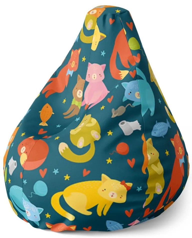 Sac de șezut Pear pisici cu peștișori - pentru copii, colorat