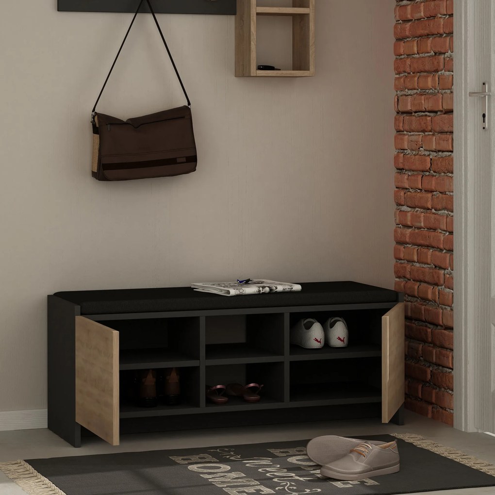 Pantofar/ Dulap pantofi Zoe (Antracit + stejar). 1071767