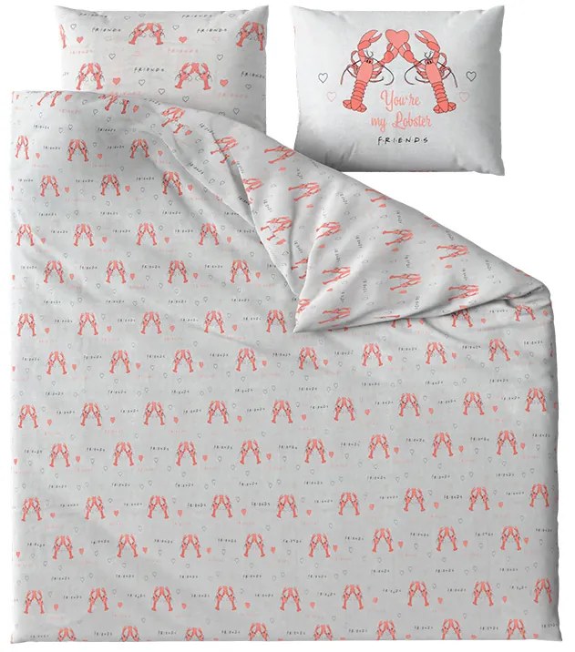 Lenjerie de pat din bumbac FRIENDS LOBSTER gri Dimensiune lenjerie de pat: 2 ks 60 x 70 cm | 200 x 200 cm