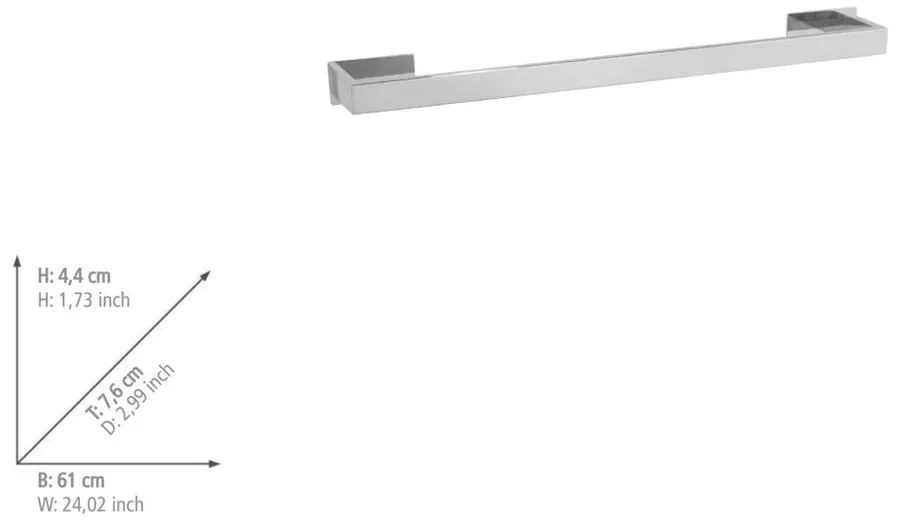 Suport pentru prosoape argintiu lucios autoadeziv din oțel inoxidabil Genova – Wenko