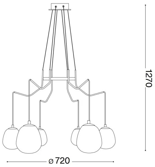 Lustră LED pe cablu Ideal Lux KAROUSEL 6xG9/3W/230V d. 72 cm alamă