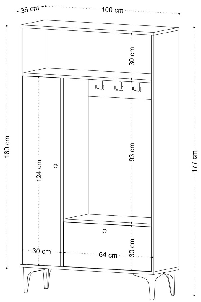 Set mobilier pentru hol Penny (Stejar safir + Negru). 1073162