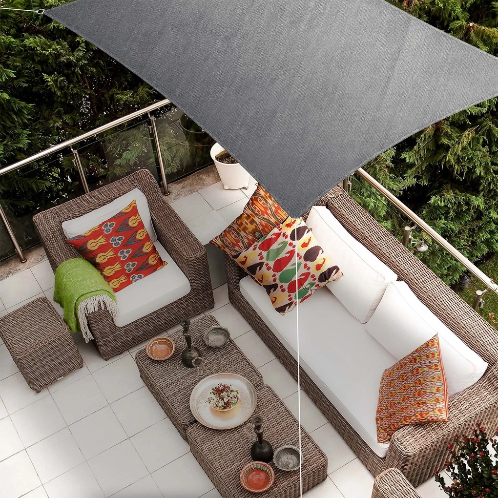 Parasolar dreptunghiular, 2 × 3 m, cu inele de fixare, poliester, respirabil