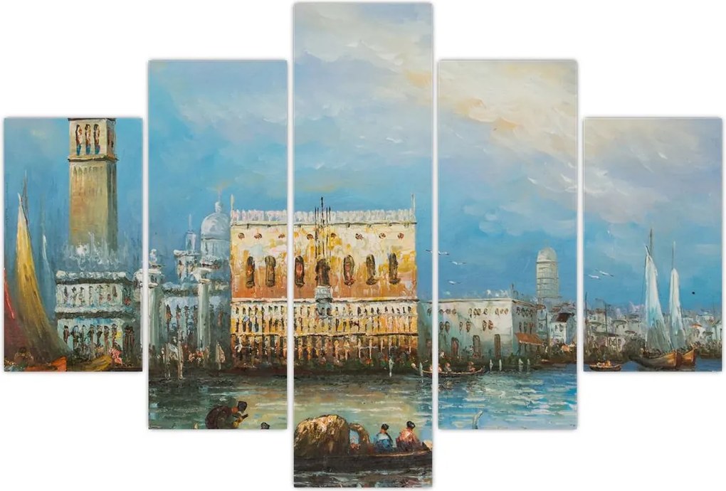 Tablou - Gondola care trece prin Veneția, pictură în ulei (150x105 cm)