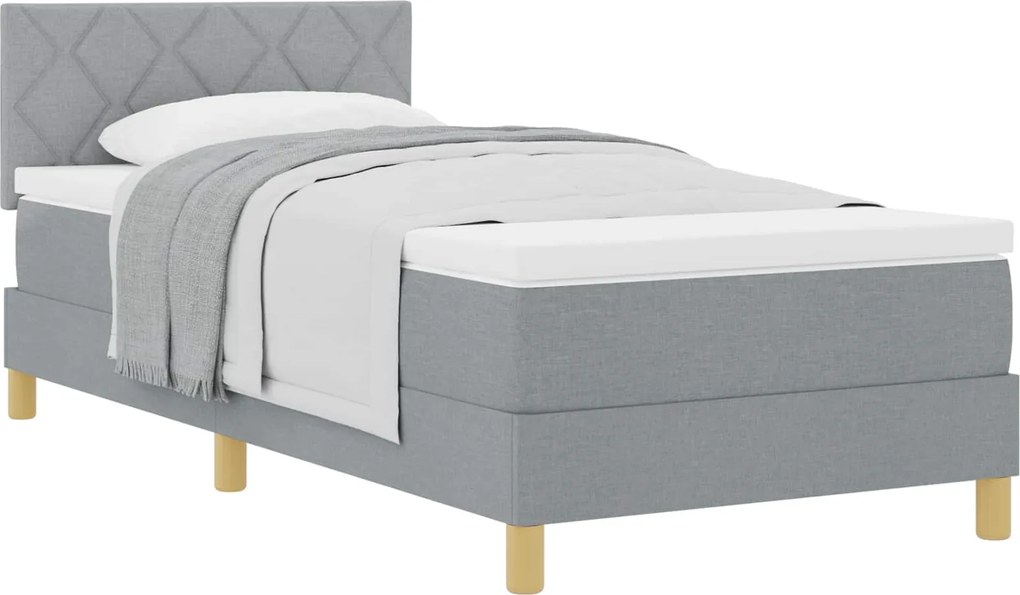 vidaXL Pat cu arcuri cu saltea Gri deschis 90 x 200 cm țesătură