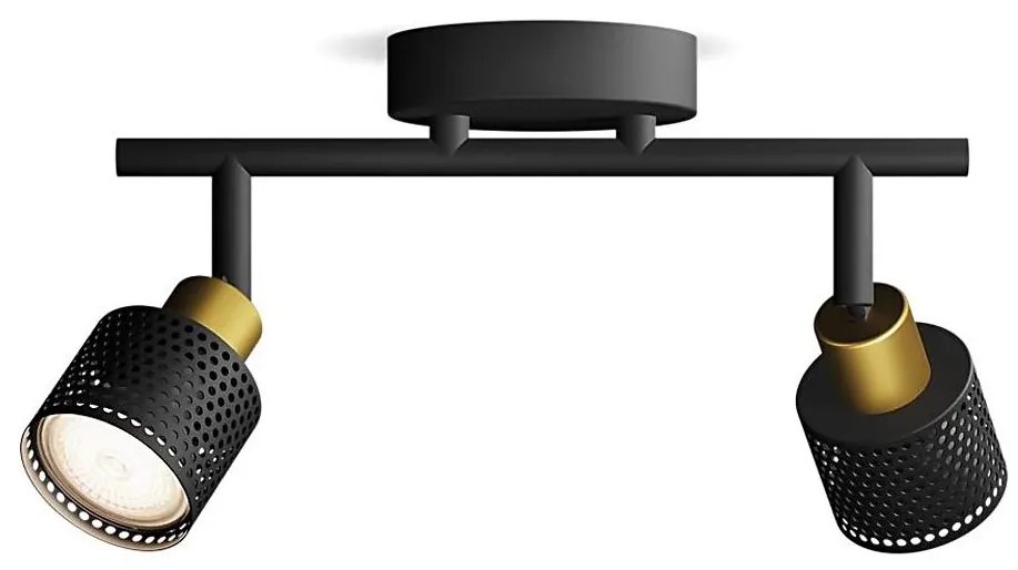 Spot Philips NIALL 2xGU10/5W/230V negru/alamă