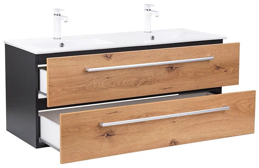 Mobilier complet de baie Vario Clam 120 antracit-stejar