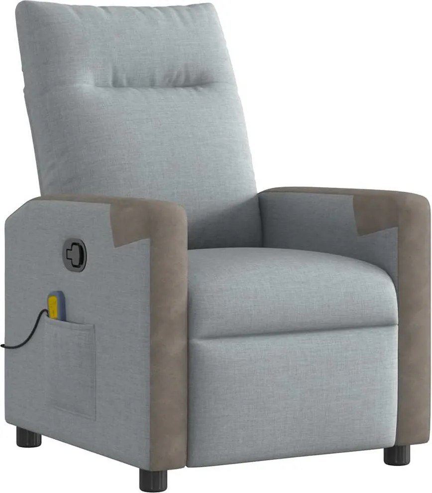 vidaXL Fotoliu de masaj rabatabil, gri deschis, textil