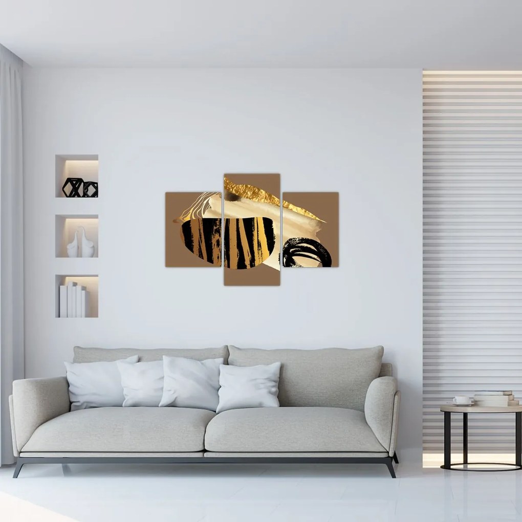 Tablou - Abstracție maro auriu N⁰2 (90x60 cm)
