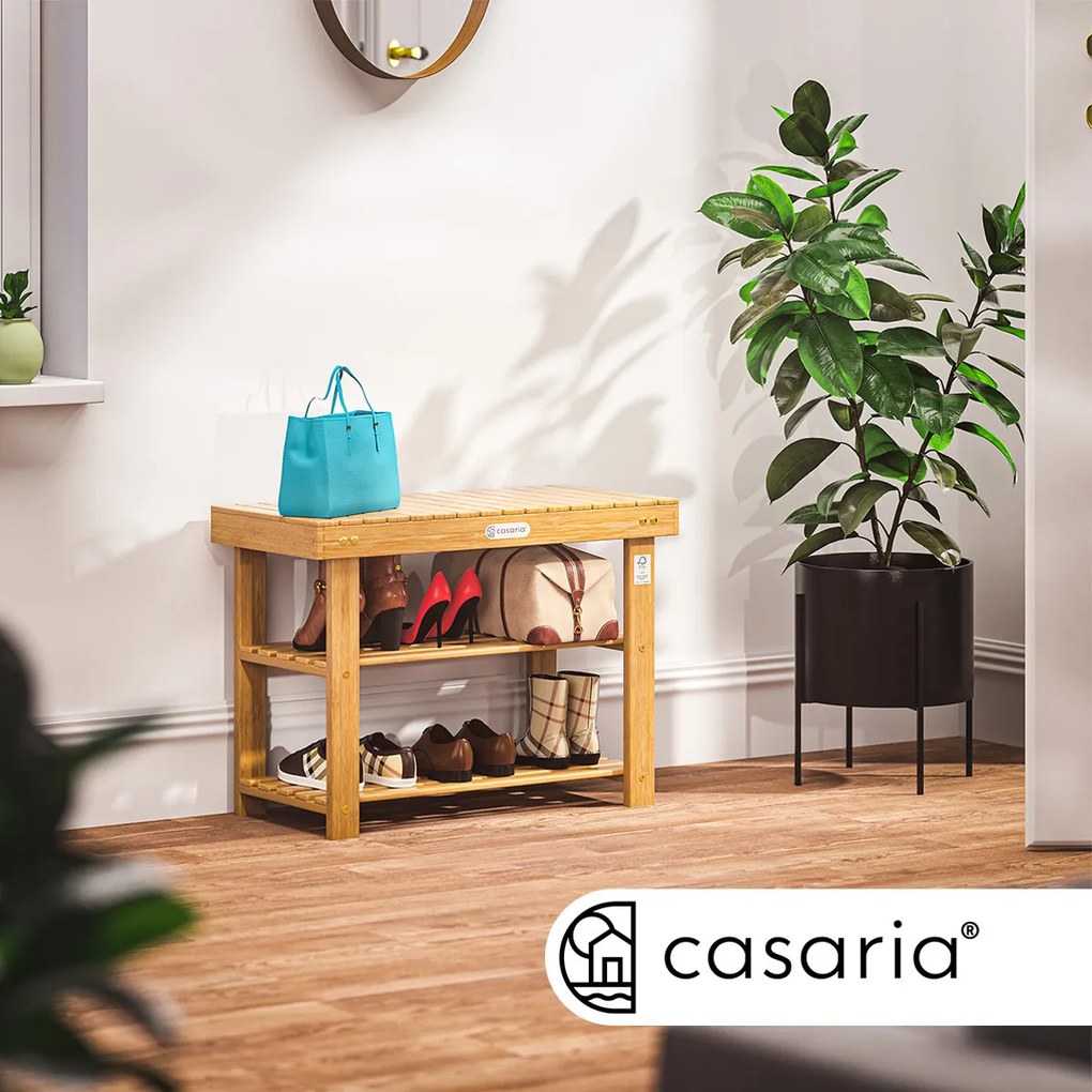 Deuba Raft pentru încălțăminte și bancă 2 în 1 salcâm - 70x33x46 cm