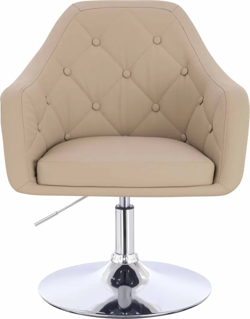 HR831N Scaun Crem Piele Ecologica Premium Soft cu Bază Cromata