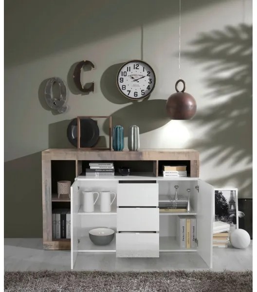 Comodă LENOR alb/maro