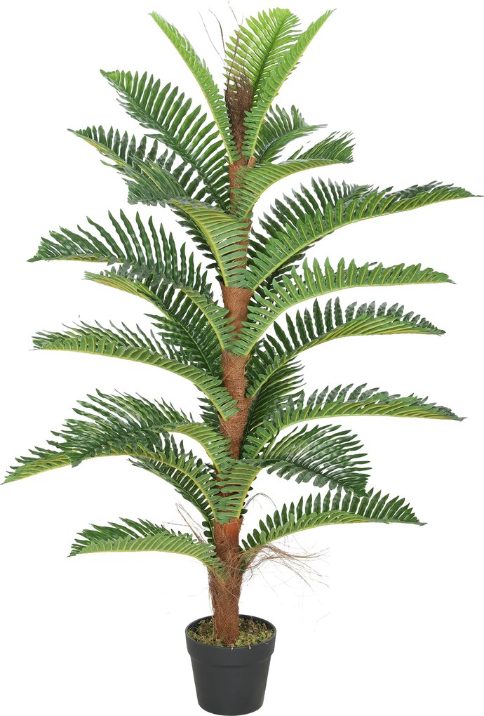 HOMCOM Palmier artificial 120 cm cu 24 frunze din PEVA, plantă decorativă cu ghiveci din plastic, verde | Aosom Romania