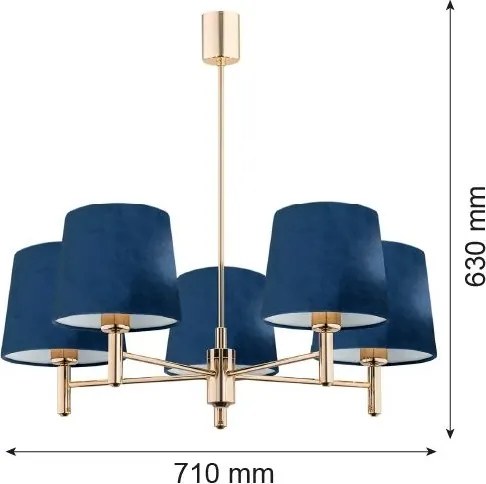 Brilagi - Candelabru pe tijă MONTE, 5xE27/60W/230V, albastru/auriu