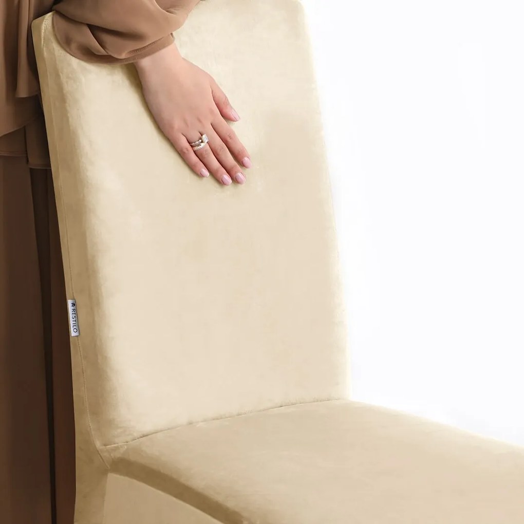 Restilo Husă pentru scaun Sento bej deschis, 48 x48 x 58 + 10 cm, set de 6 bucăți