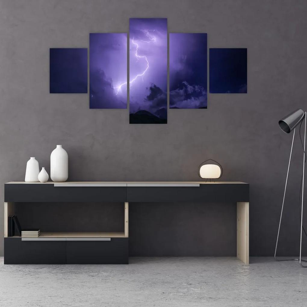 Tablou - cerul violet cu fulger (125x70 cm), în 40 de alte dimensiuni noi