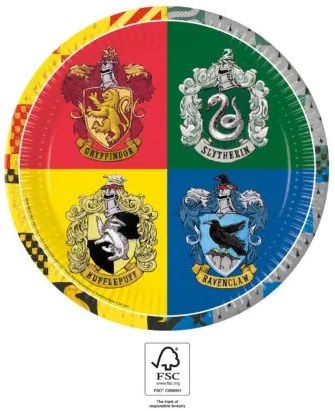 Harry Potter Hogwarts Houses farfurii de hârtie 8 buc 23 cm FSC