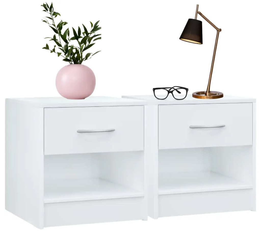 Set de noptiere BIANCA, 2 bucăți, 41x39x28 cm, alb Casaria