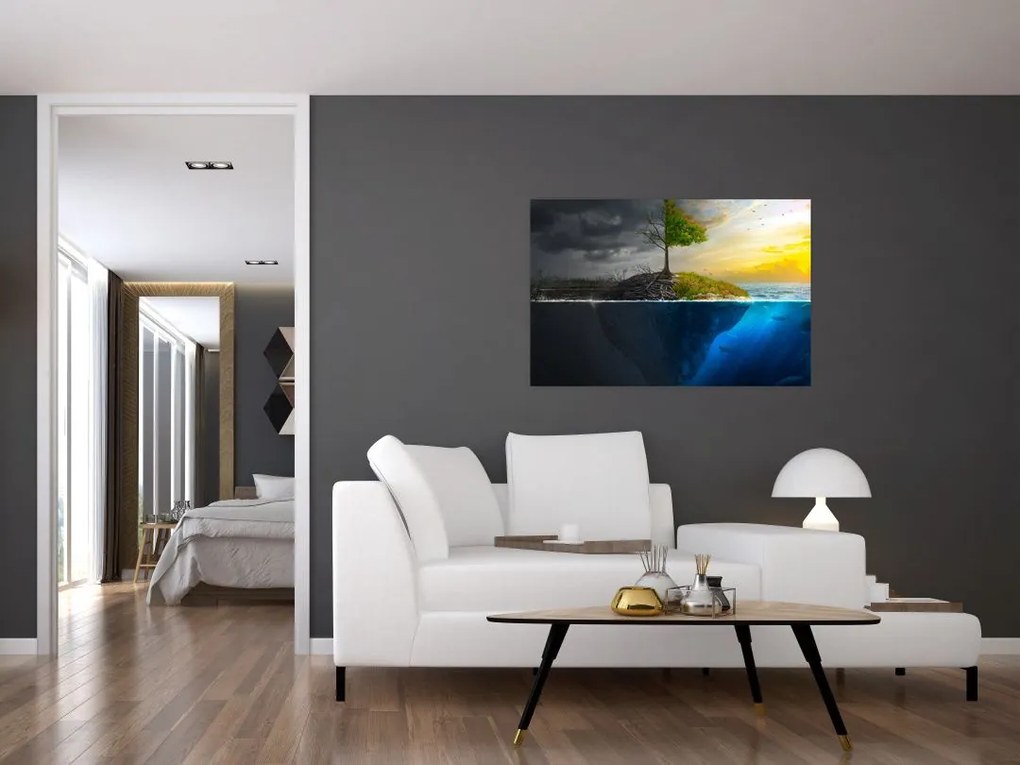 Tablou reprezentând două părți (90x60 cm)