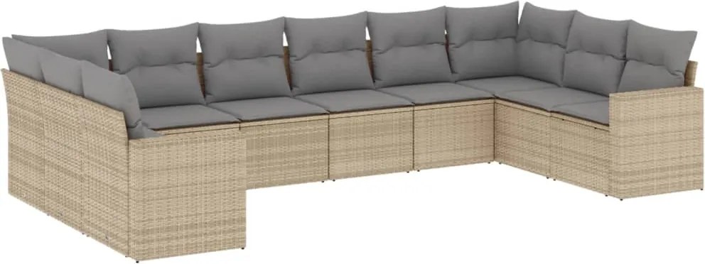 vidaXL Set canapele de grădină cu perne, 10 piese, bej, poliratan