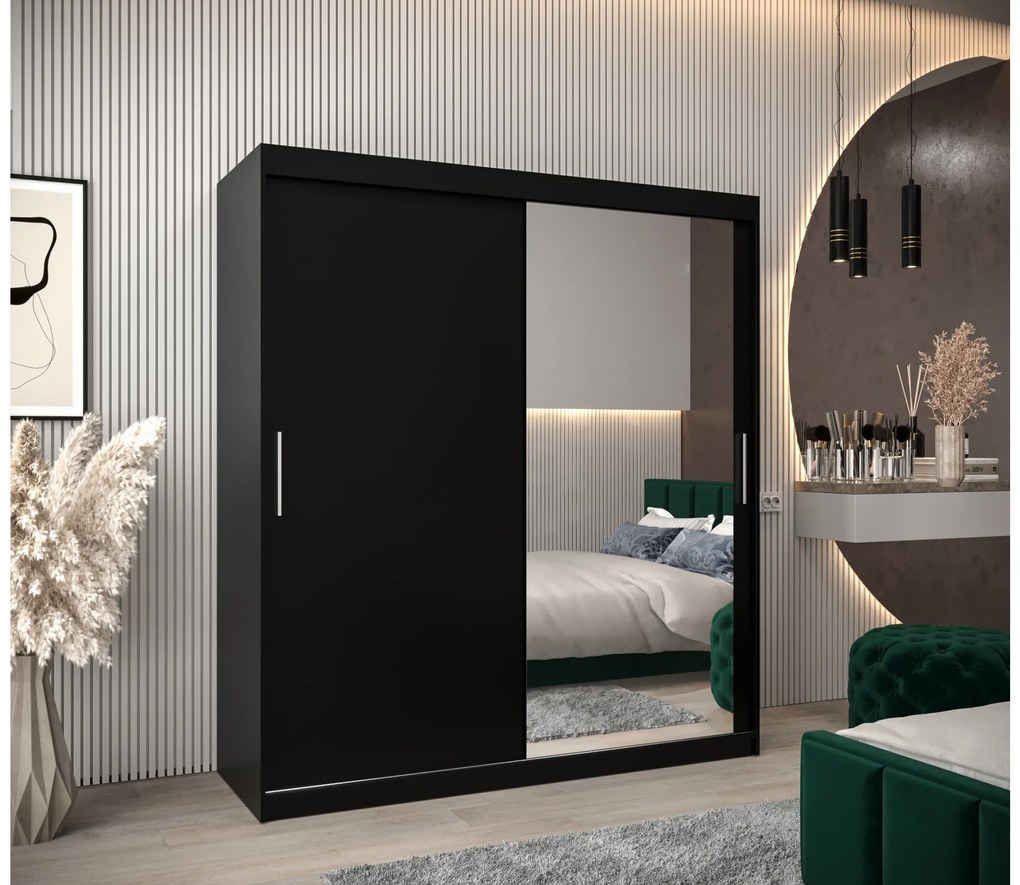 Dulap de haine 180 cm Toki 2 (negru mat + negru mat). 1065004
