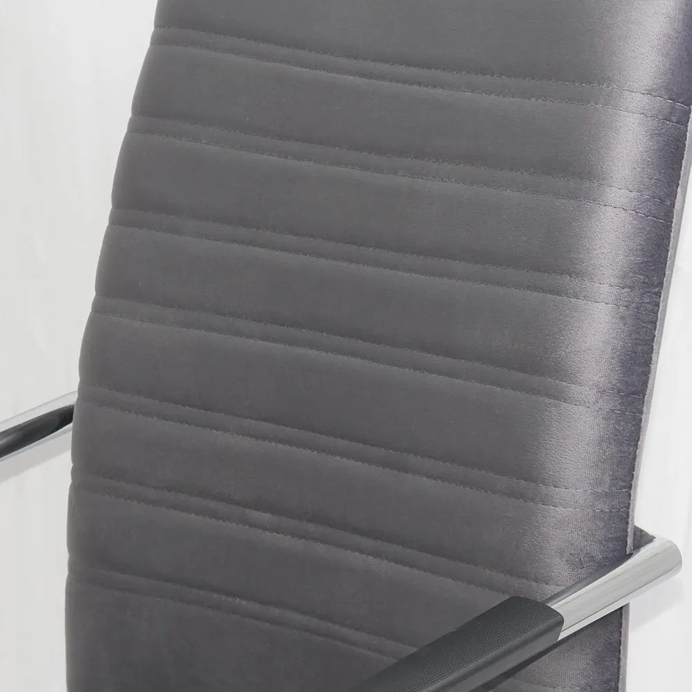 Scaun vizitator gri OFF 833V din catifea cu cadru metalic cromat și brațe
