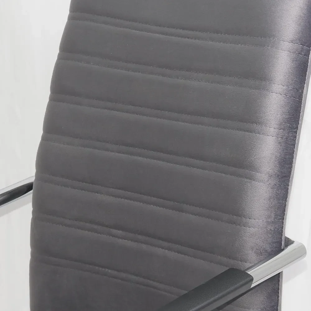 Scaun vizitator gri OFF 833V din catifea si cadru cromat