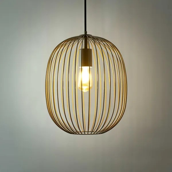 Lustră suspendată pe cablu OVELLA 1xE27/15W/230V Ø 34 cm bej