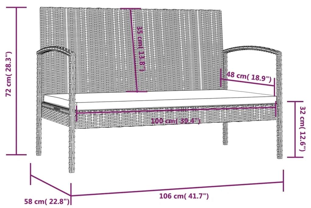 Set mobilier de gradina cu perne, 8 piese, negru, poliratan Negru, 8