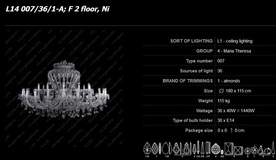 Candelabru Maria Theresa cu 36 brate, cristal Bohemia L14 007/36/1-A, F 2 floor