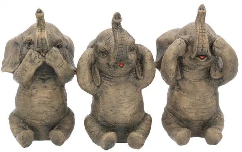 Set statuete Trei elefanti intelepti 16 cm
