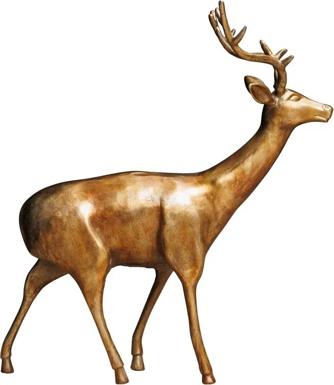 Decorațiune cerb auriu din aluminiu, H91/L68/l39 cm