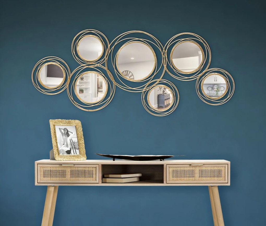 Decoratiune de perete cu oglinda ROUND (cm) 124,5X4X53,5
