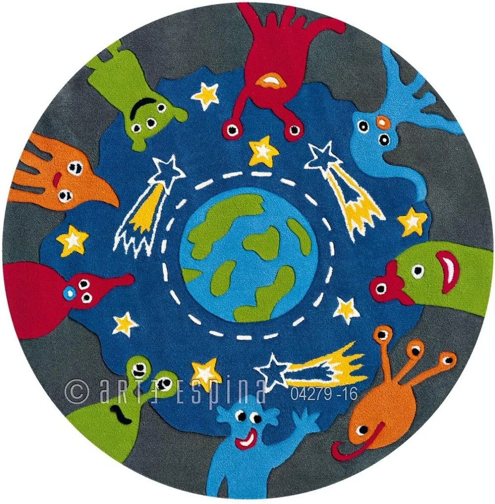 Covor copii cu fire fluorescente ce stralucesc in intuneric, Spirit-Glowy 130cm albastru 3143-54 AE