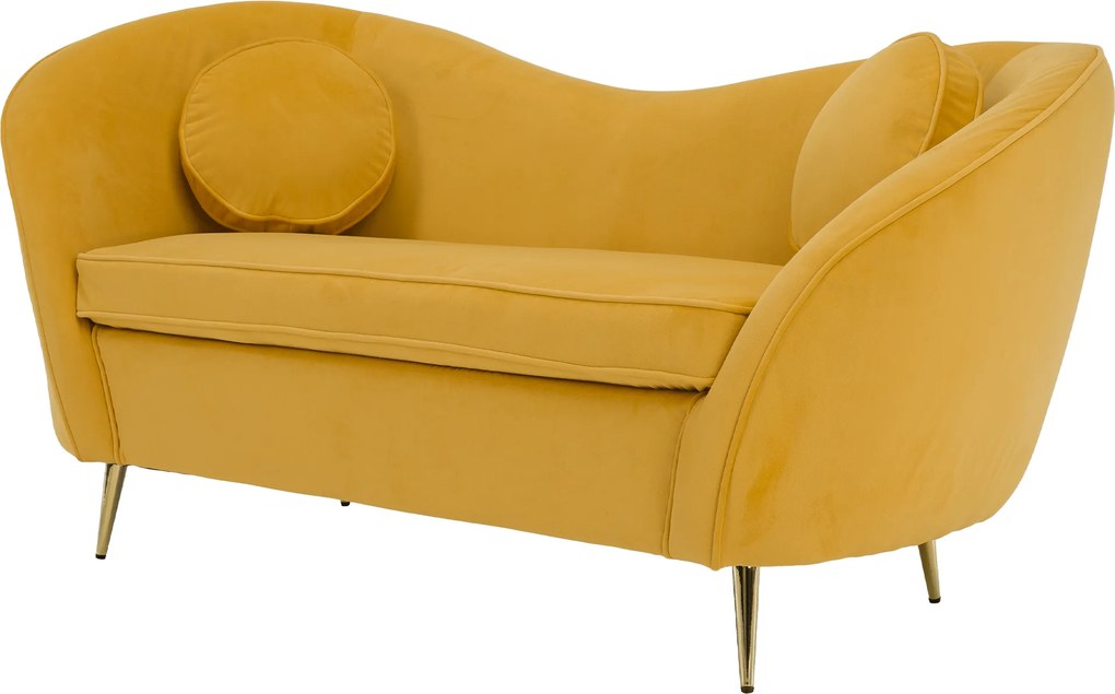 Canapea cu 2 locuri de design, ţesătură Velvet galbenă/gold crom auriu, EZIO TYP 2